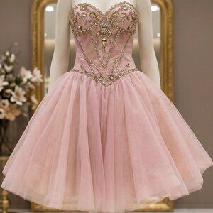 Luxury Designer Corset Crystals Runway Party Prom Cocktail Barbie Glamour Dress